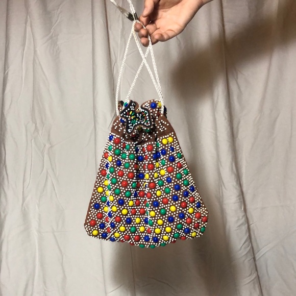 60s Colorful, Reversible, Drawstring Bag - Picture 2 of 2